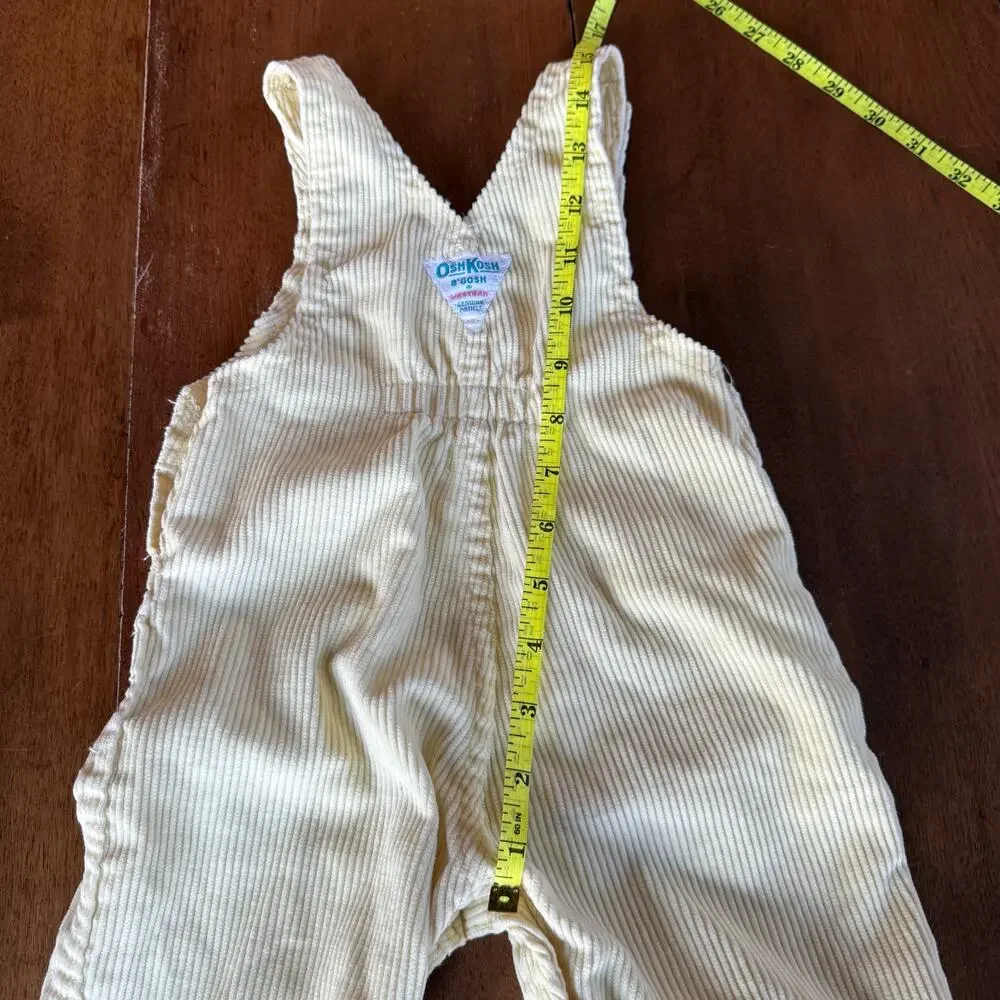 Vintage OshKosh B'Gosh Butter Yellow Soft Corduroy Bib Overalls 12 Mos 80s Union